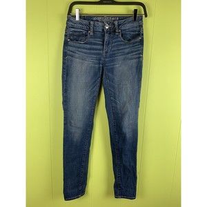 American Eagle Skinny Super Stretch Blue Jeans Size 2 (Measures 28x29)